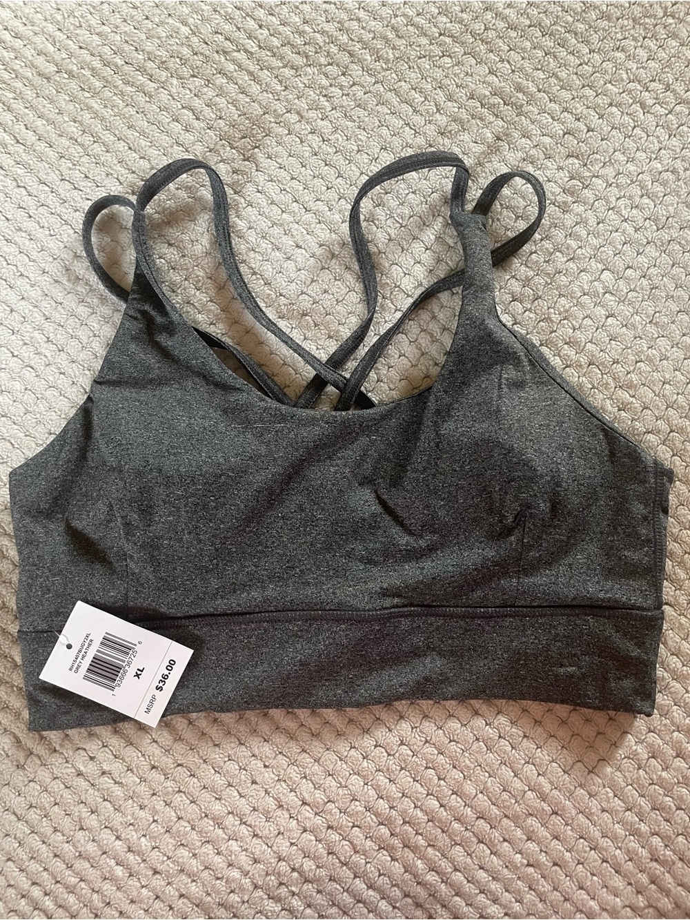 Bare Necessities Heather Charcoal Strappy Sports Bra